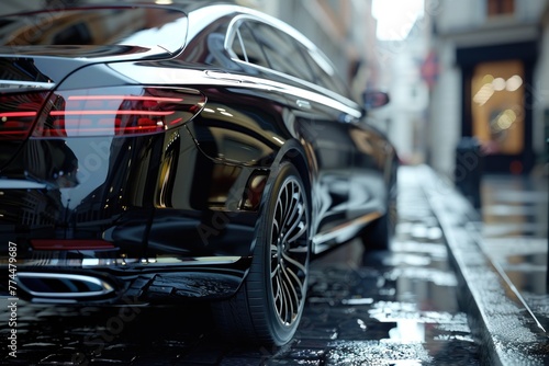 The subtle play of shadows and highlights on the flawless surface of a luxury sedan, rendered with hyperrealistic precision. © 2D_Jungle
