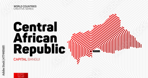 Abstract map of Central African Republic with red hexagon lines