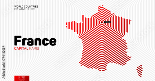 Abstract map of France with red hexagon lines