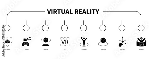 Virtual reality banner web icon vector illustration concept