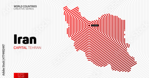 Abstract map of Iran with red hexagon lines