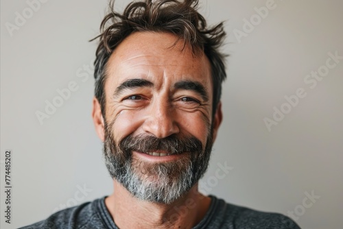 Portrait of a handsome middle aged man with a beard and mustache