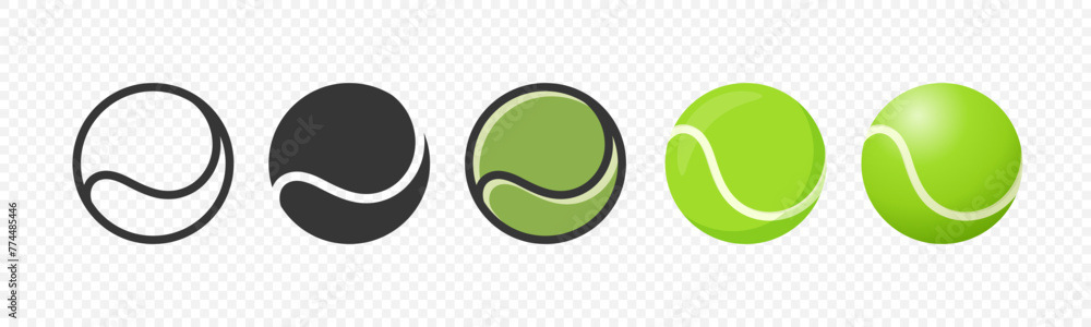 Flat Vector Tennis Ball Icon Set. Tennis Ball Design Template, Clipart for Sports Concepts, Competition Promotions, Advertisements, Graphics for a Tennis Event, Sports Content, Products, Logo Flat Vector Tennis Ball Icon Set. Tennis Ball Design Template, Clipart for Sports Concepts, Competition Promotions, Advertisements, Graphics for a Tennis Event, Sports Content, Products, Logo