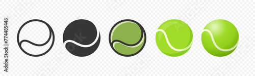 Flat Vector Tennis Ball Icon Set. Tennis Ball Design Template, Clipart for Sports Concepts, Competition Promotions, Advertisements, Graphics for a Tennis Event, Sports Content, Products, Logo