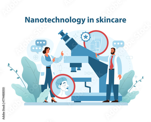 Nanotechnology in skincare illustration. Futuristic precision for enhanced beauty treatments.