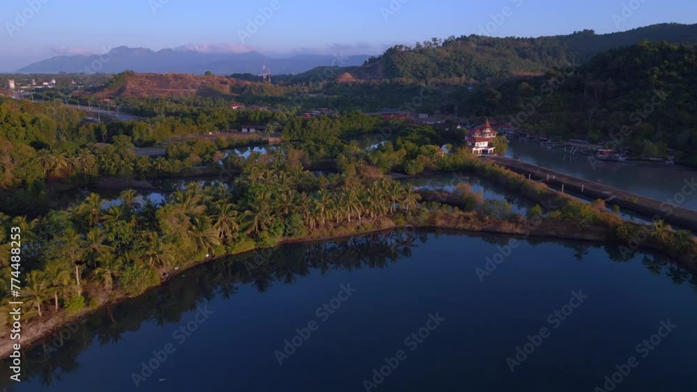 panorama overview drone morning sunrise glow. Majestic aerial view flight drone panorama overview drone morning sunrise glow. Majestic aerial view flight drone