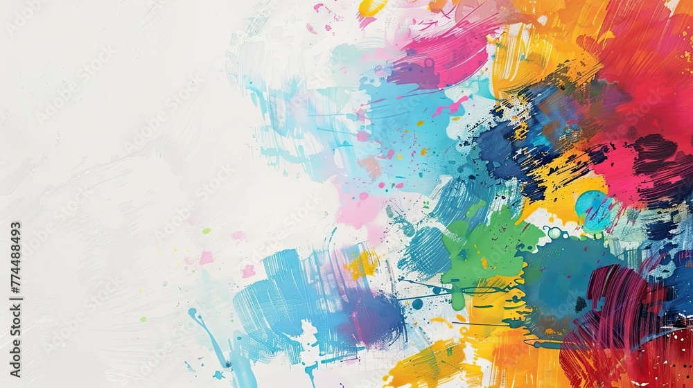 Fototapeta premium World Art Day background with copy space area on side for text. Abstract, colour, and art background. Colorful background, design, banner, poster.