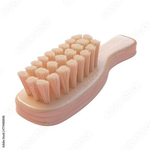 Wooden hairbrush with pink bristles
