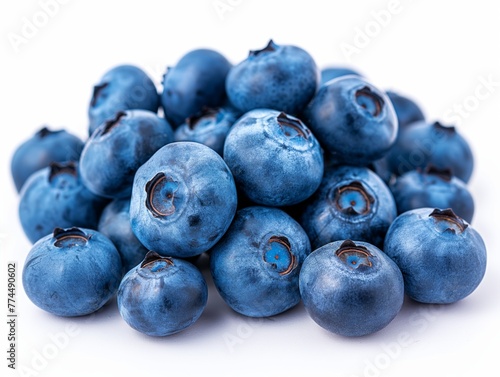 resh blueberries isolated on white background