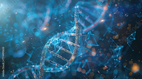 Artificial intelligence AI in Healthcare. DNA double helix intertwined with digital AI elements, highlighting the role of AI in genetic research and personalized medicine. © Mentari