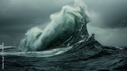 wave in the middle of the sea with winds
