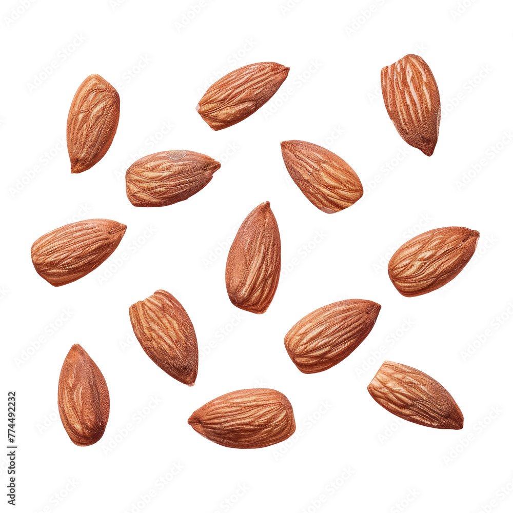 Almonds closeup on transparent background Almonds closeup on transparent background