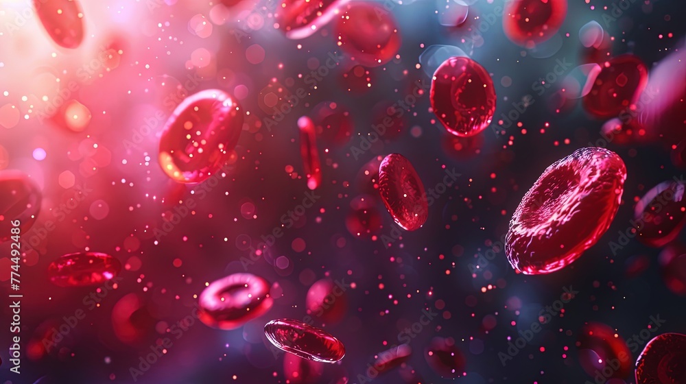 Fototapeta premium blood cells, medical background, bright colored theme, science and education