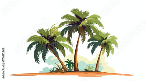 Tree palms isolated flat cartoon vactor illustratio