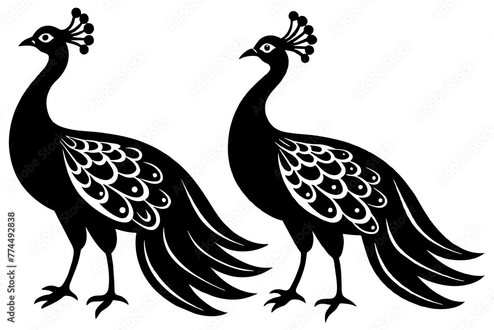 Beauty peacock vector silhouette illustration ,peacock tattoo design icon,logo and vector illustration Beauty peacock vector silhouette illustration ,peacock tattoo design icon,logo and vector illustration
