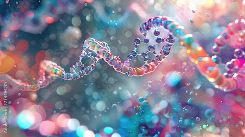 3D illustration of DNA cells, medical background, science, and education