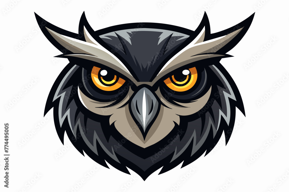  Owl's head silhouette black vector illustration 