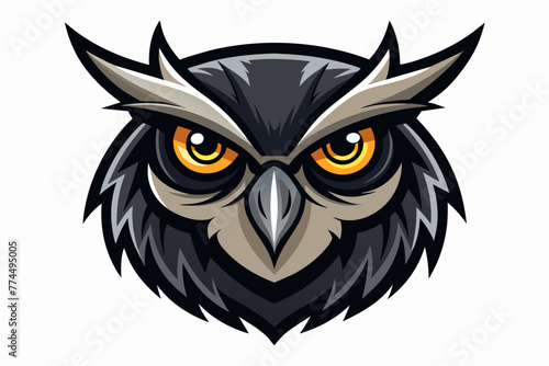 Fototapeta Naklejka Na Ścianę i Meble -   Owl's head silhouette black vector illustration 