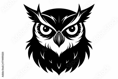 Fototapeta Naklejka Na Ścianę i Meble -   Owl's head silhouette black vector illustration 