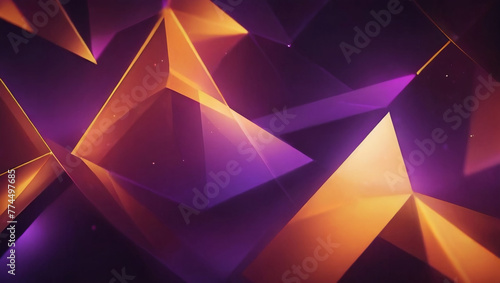 Minimalist Abstract background with colorful neon glowing geometric shapes.