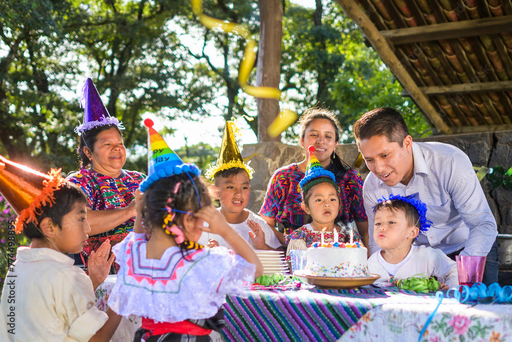The little Latin boy blows out the candles and thus celebrates his birthday surrounded by his family and friends. The little Latin boy blows out the candles and thus celebrates his birthday surrounded by his family and friends.