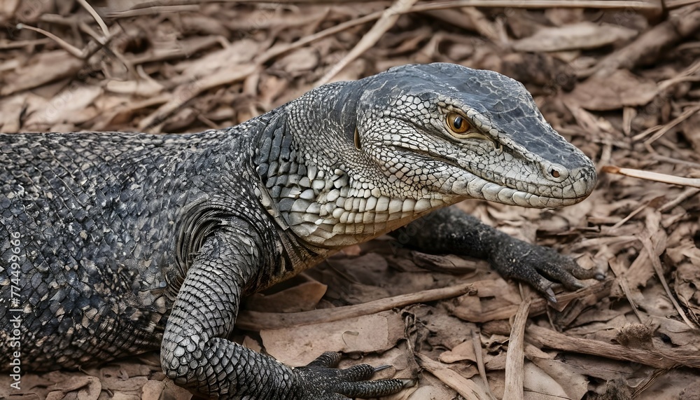 A Monitor Lizard With Its Body Coiled Ready To St
