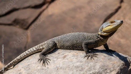 A Monitor Lizard With Its Body Stretched Out Sunn 3