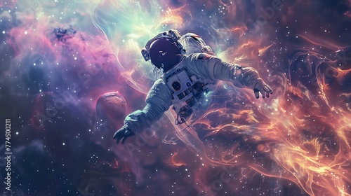 astronaut emerging from a cloud of star dust © Marco
