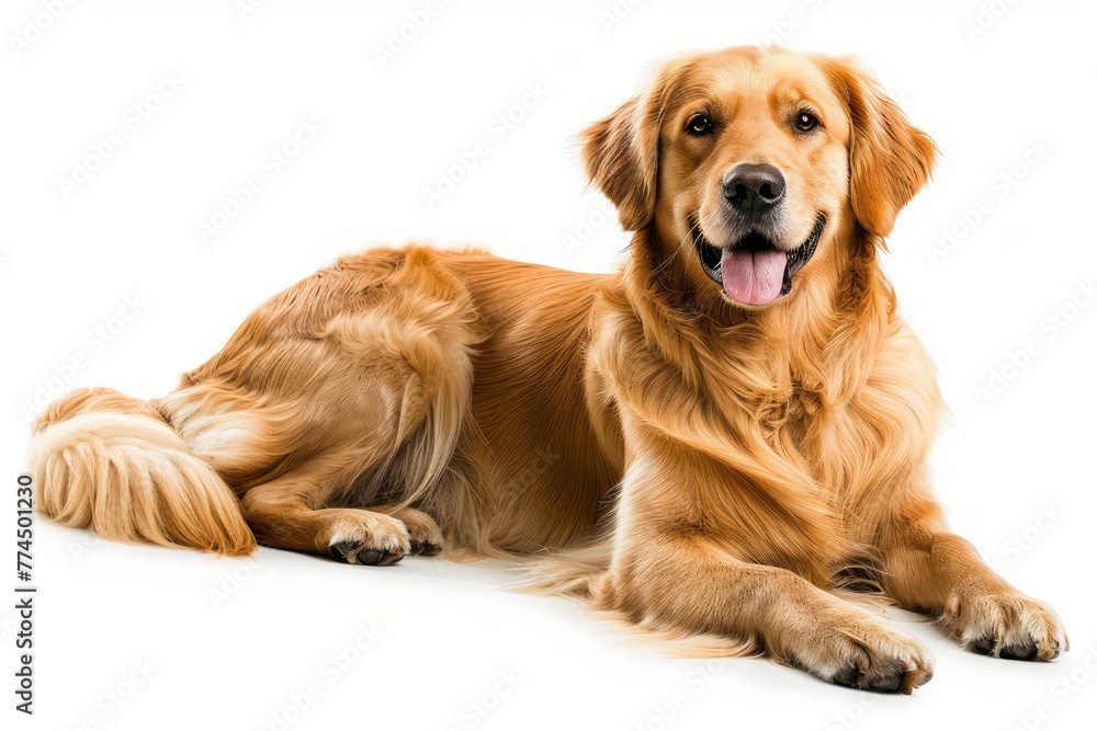 golden retriever dog on a white background