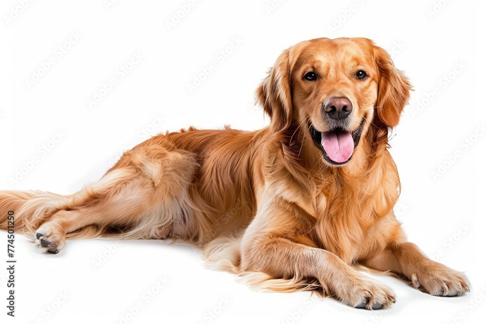 golden retriever dog on a white background