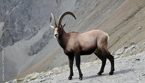 An Ibex With Its Fur Patterned Like The Mountain P