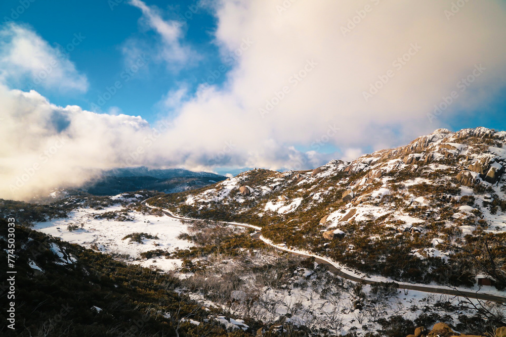 landscape with snow mountain and clouds