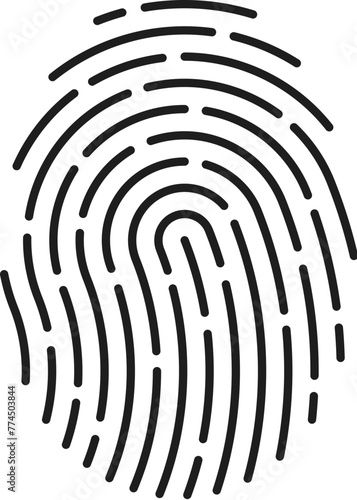 Fingerprint, biometric identification outline icon for recognition and verification, line vector. Finger print or thumb scan for ID biometrics and identity verification for security and authorization photo