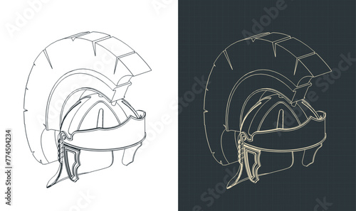 Roman legionary helmet isometric blueprints
