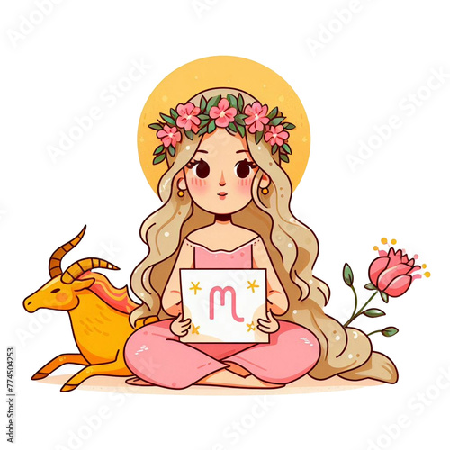 virgo zodiac cartoon  illustration isolated on transparent background - Generative AI