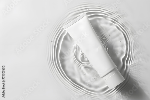 Cosmetic product splashed in the water. Mock-up for luxury cosmetic care products