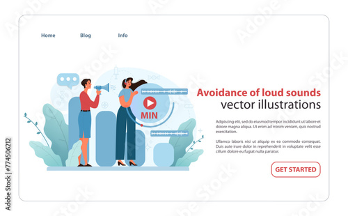 Noise Reduction Concept. An instructive vector illustration showing individuals managing sound.