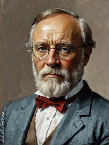 bernhard riemann portrait oil pallet knife paint painting on canvas with large brush strokes art illustration on plain white background from Generative AI photo