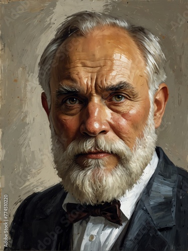 ivan pavlov portrait oil pallet knife paint painting on canvas with large brush strokes art illustration on plain white background from Generative AI photo