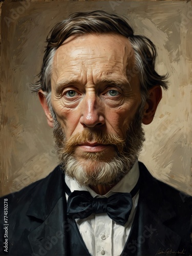 john tyndall portrait oil pallet knife paint painting on canvas with large brush strokes art illustration on plain white background from Generative AI photo