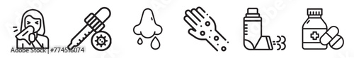 Allergy icons set. Flat allergy icons design. Solid icon collection.