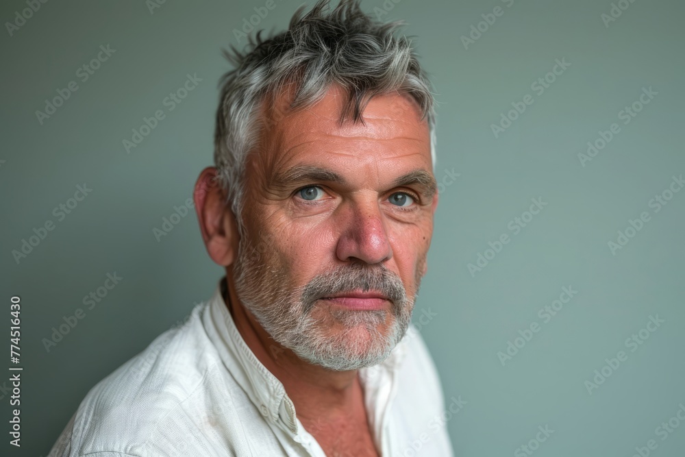Portrait of handsome senior man with grey hair and beard looking at camera Portrait of handsome senior man with grey hair and beard looking at camera
