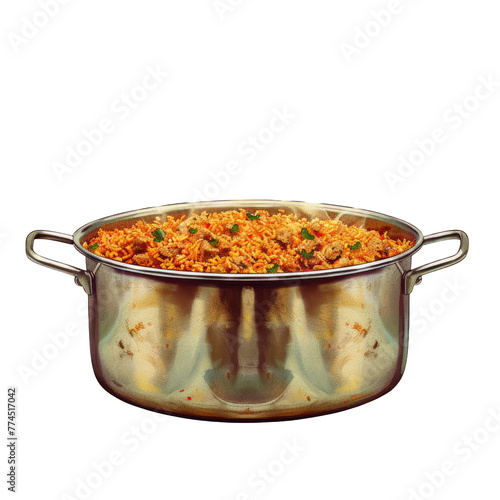 A large pot of food on a transparent
