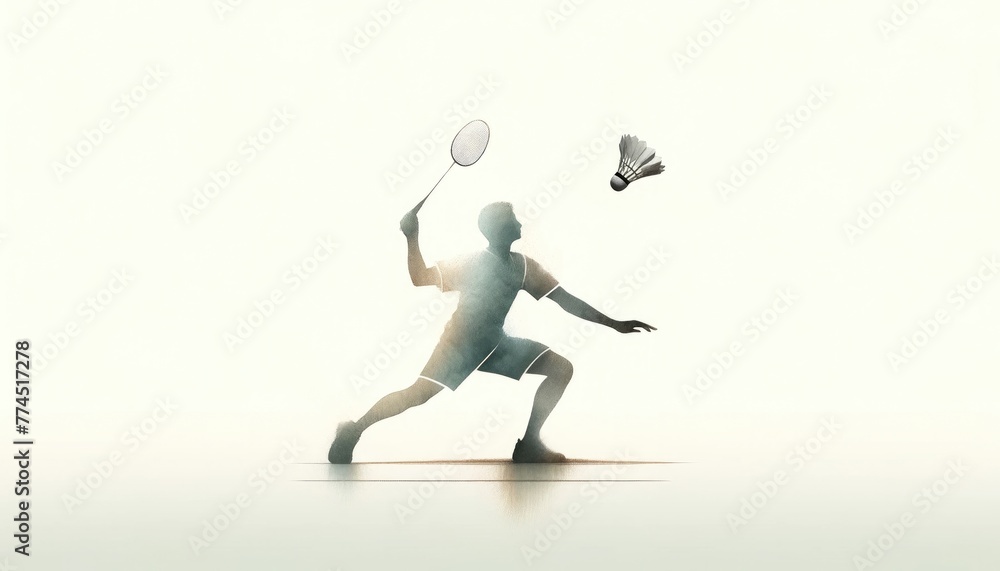 Olympics. Badminton. Badminton player on white background. Digital illustration.