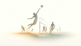 Olympics. Beach volleyball. Volleyball players silhouettes on white background. Digital illustration.