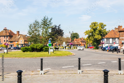  A car approaches the roundabount