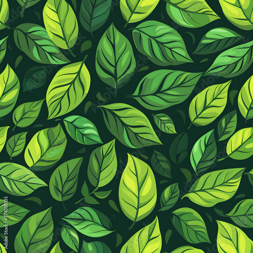 watercolor seamless pattern with lush green leaves on a delicately hand-drawn background.