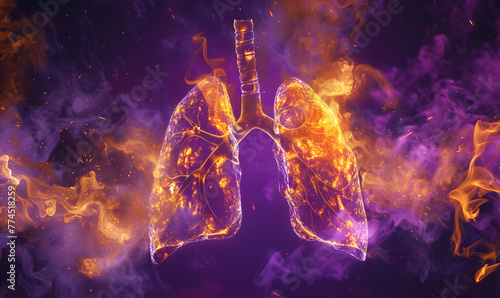 Human lung model with a of disease, A transparent lungs with a blue background, Human lungs concept of healthy lungs