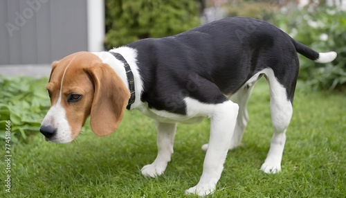 Beagle sniffing around in a garden © Ava