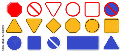Road and Traffic signs vector. Caution and warning symbol.